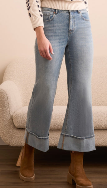 Brooke Palazzo Jeans With Cuffs