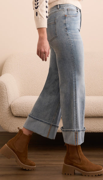 Brooke Palazzo Jeans With Cuffs