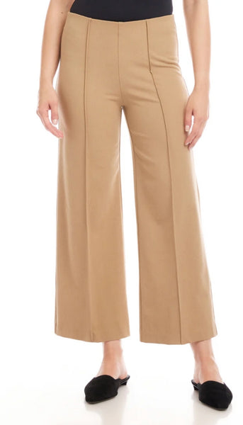 Cropped Pintuck Wide Leg Pants