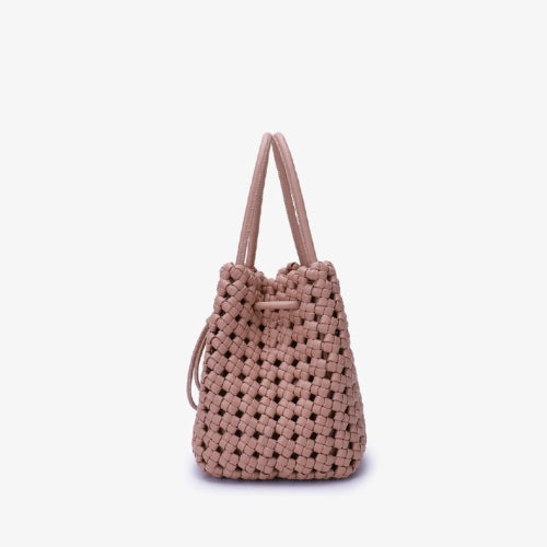 Perrie Bucket Mini Woven Square Tote - Light Tan