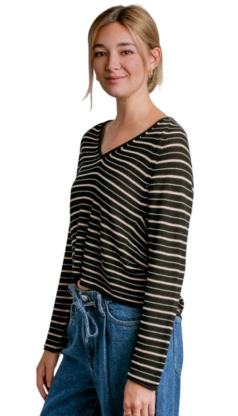 Tira V-Neck Raglan Stripe
