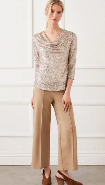 Cropped Pintuck Wide Leg Pants