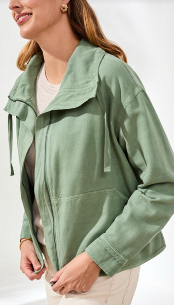 Button Front Jacket With Drawcord