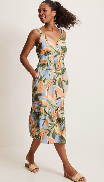 Beach Blooms Sleeve Midi Dress