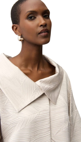 Pleated Boxy Jacket With Overlay Collar