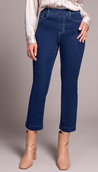 Audrey Pull On Crop Straight Jeans - Deep Water