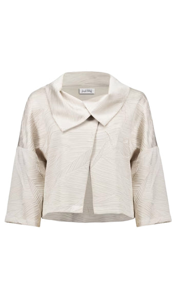 Pleated Boxy Jacket With Overlay Collar