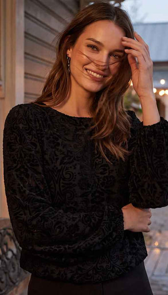 Velvet Burnout Boatneck Top