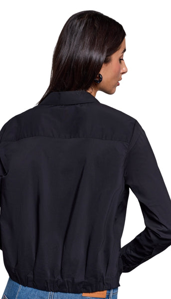 Long Sleeve Shirt With Front Knot Back Elastic