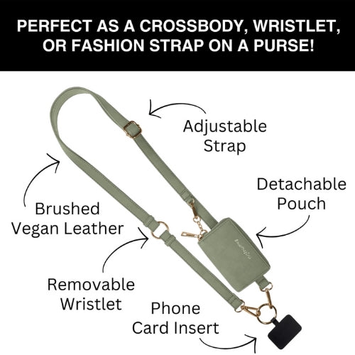 Clip & Go Strap With Pouch - Brushed Vegan Leather