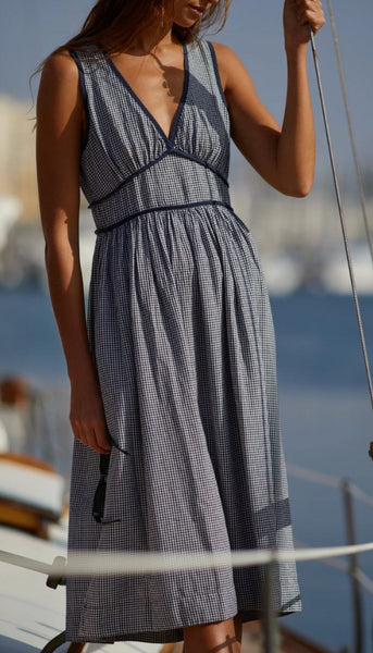Fit & Flare V Neck Midi Dress
