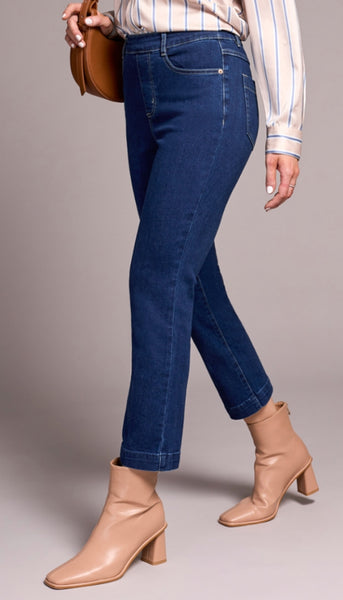 Audrey Pull On Crop Straight Jeans - Deep Water