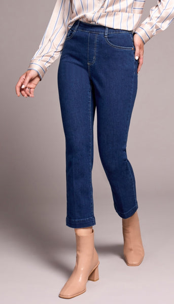Audrey Pull On Crop Straight Jeans - Deep Water