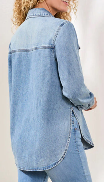 Classic Denim Shirt With Roll Sleeve