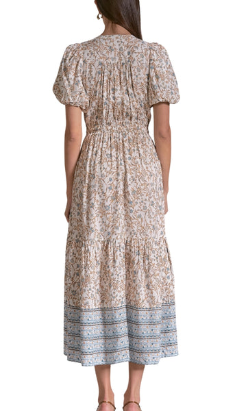 Short Sleeve Vneck Maxi With Elastic Waist