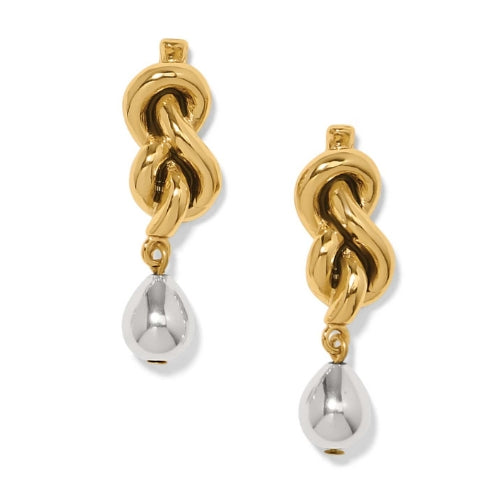 Interlok Single Knot 2 Tone Drop Earrings