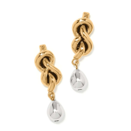 Interlok Single Knot 2 Tone Drop Earrings