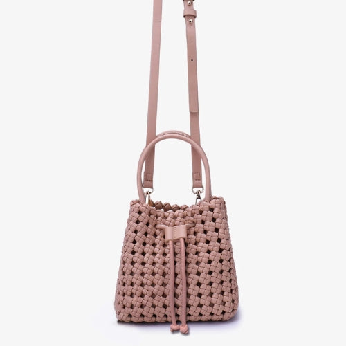 Perrie Bucket Mini Woven Square Tote - Light Tan