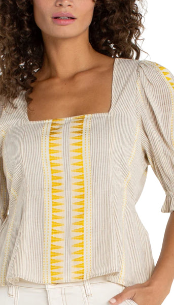 Half Sleeve Tie Neck Top