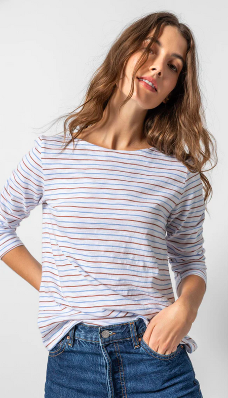 Ruched Sleeve Striped Shirt