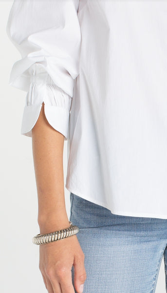 Adjustable Sleeve Button Front Top