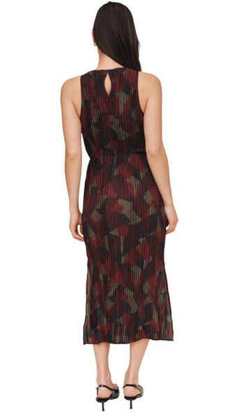 Pleated Midi Dress With Side Slit