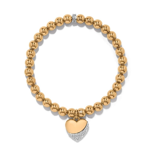Meridian Petite Wave Heart Stretch Bracelet - Gold