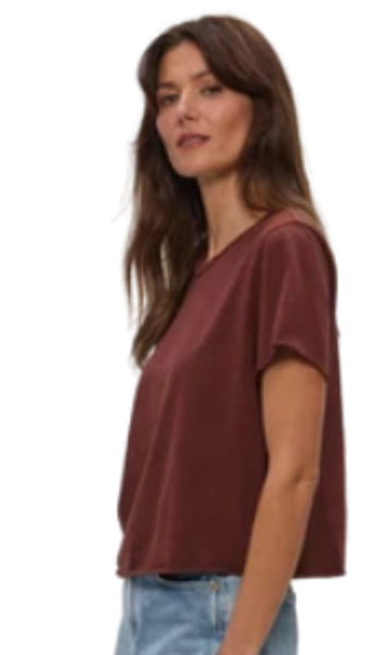 Jackie Raw Edge Crew Neck Tee