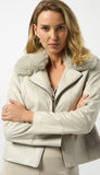 Suede Swing Jacket with Faux Fur Collar