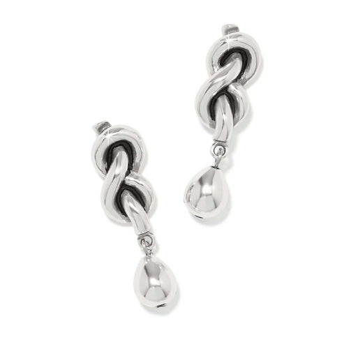 Interlok Single Knot Silver Drop Earrings