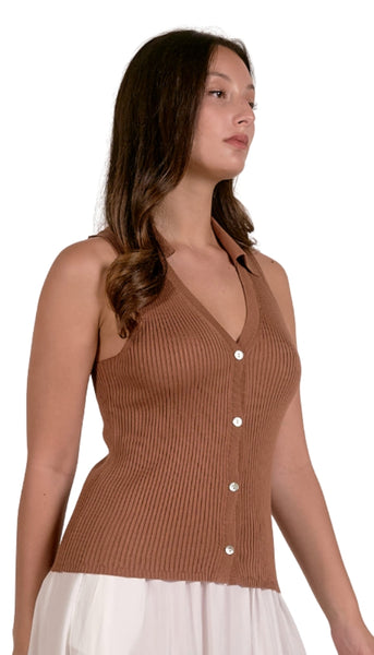 V-Neck Button Down Vest