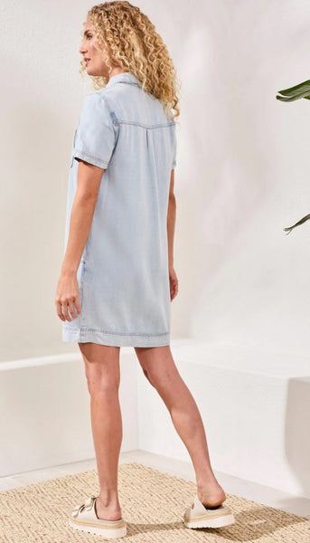 Denim Shirt Dress With Pockets