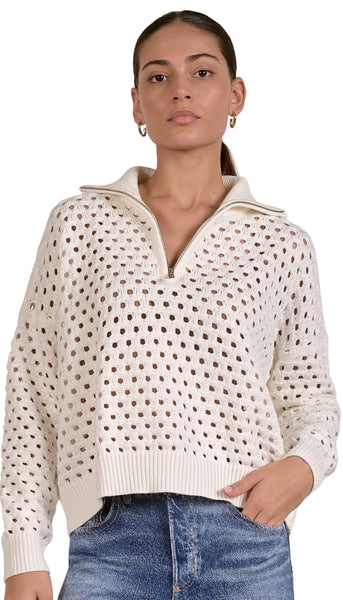 1/2 Zip Open Knit Sweater
