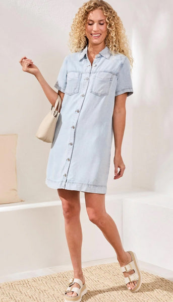 Denim Shirt Dress With Pockets