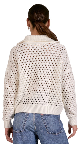 1/2 Zip Open Knit Sweater