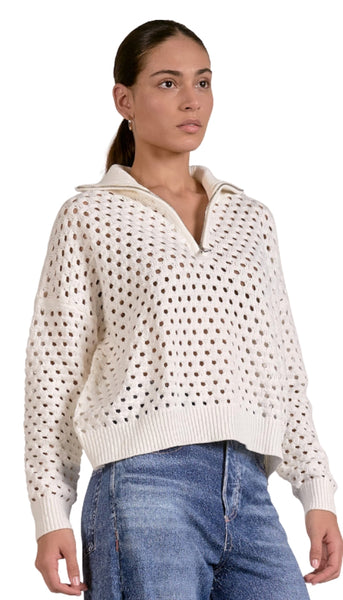 1/2 Zip Open Knit Sweater