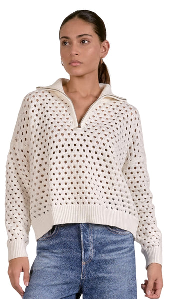 1/2 Zip Open Knit Sweater