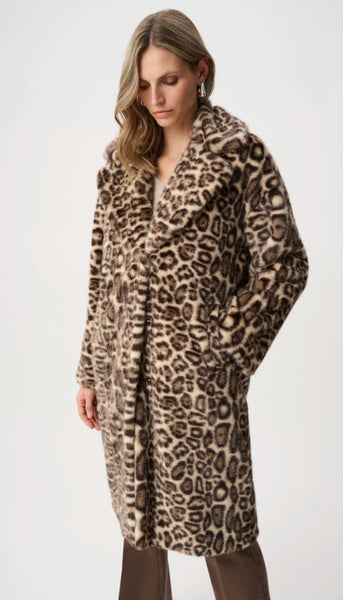 Faux Fur Leopard Print Coat