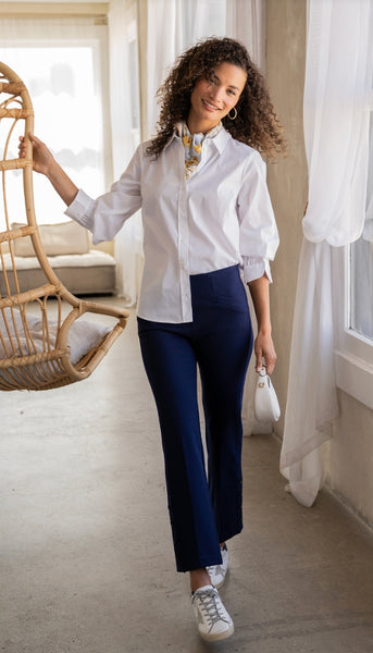 Adjustable Sleeve Button Front Top