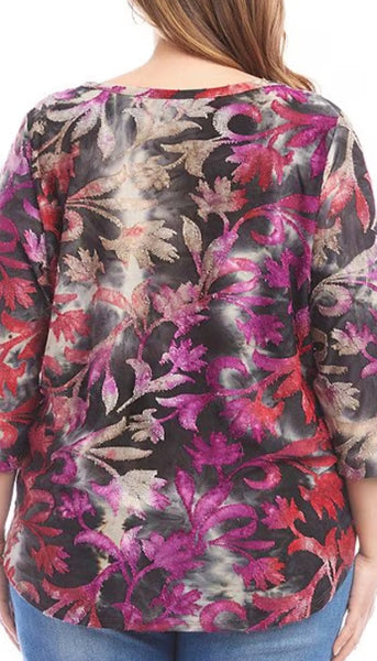 3/4 Sleeve Burnout Top