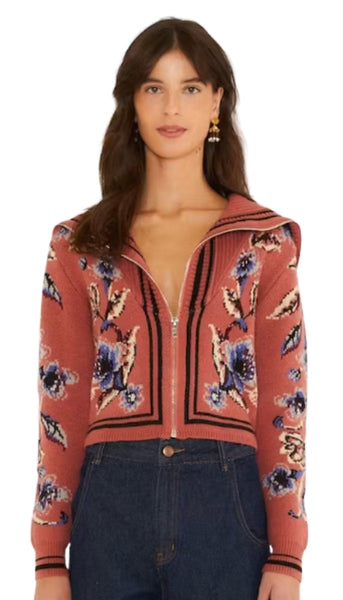 Floral Beauty Tapestry Knit Cardigan