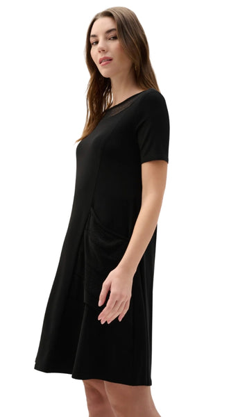 Silky Knit & Mesh A-Line Dress