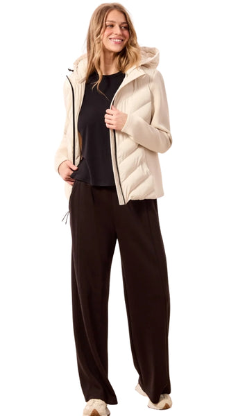 Long Sleeve Zip Front Puffer With Removable Hood