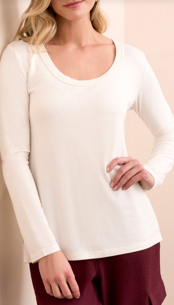 Scoop Neck Knit With Side Slits