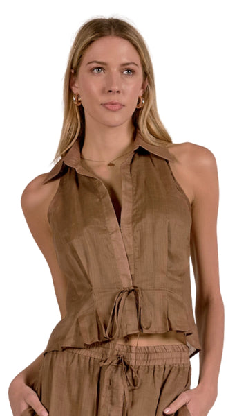Collared Halter Top