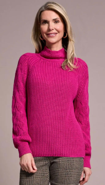 Long Sleeve Cable Mock Neck Sweater