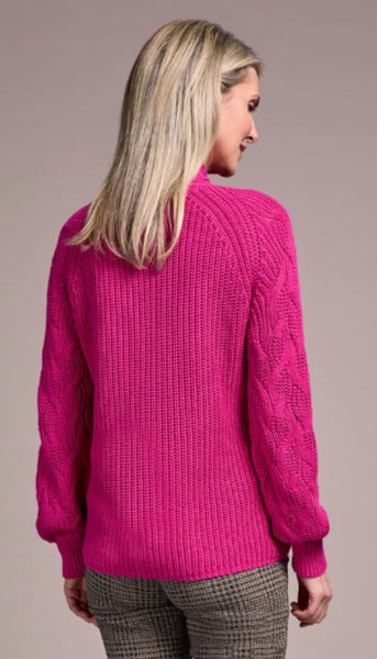 Long Sleeve Cable Mock Neck Sweater