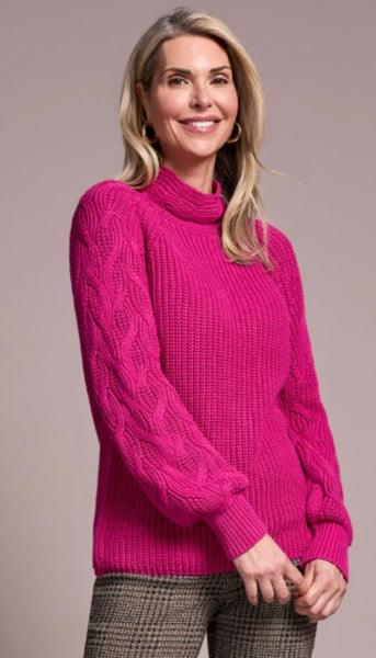 Long Sleeve Cable Mock Neck Sweater