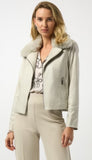 Suede Swing Jacket with Faux Fur Collar