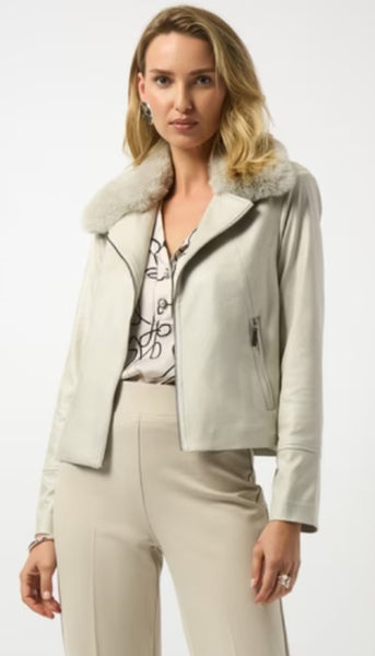 Suede Swing Jacket with Faux Fur Collar
